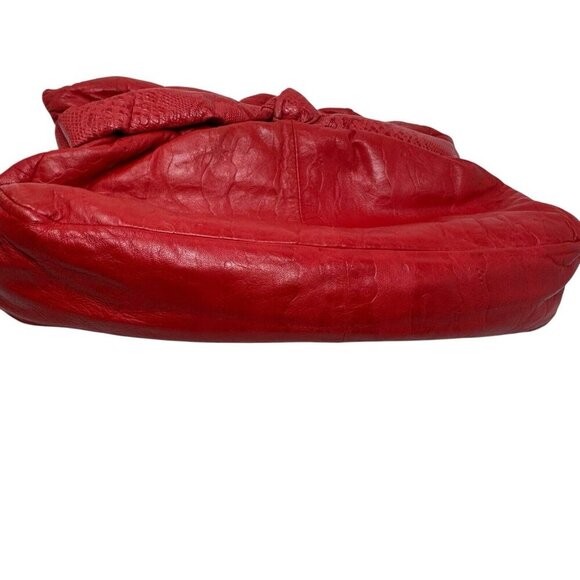 VIVA of California Cherry Red leather clutch shoulder bag Oversized Vintage 80's - Picture 8 of 12